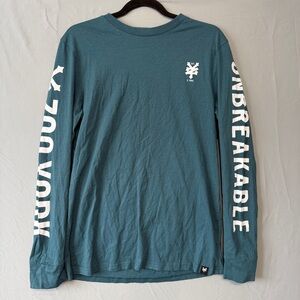 Zoo York Mens Long Sleeve T-Shirt Size M Teal Cotton Spellout Skater Graphic